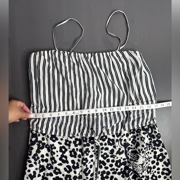 See By Chloe Black White Leopard Striped Silk Mini Dress Sleeveless - Picture 8 of 11